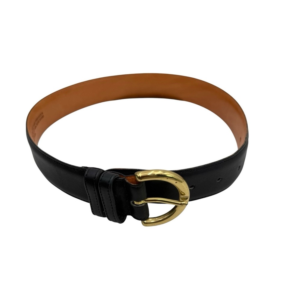 Coach Dark Navy Blue Leather Belt Womens Small S 26" Brass Buckle Made USA 1.5"W